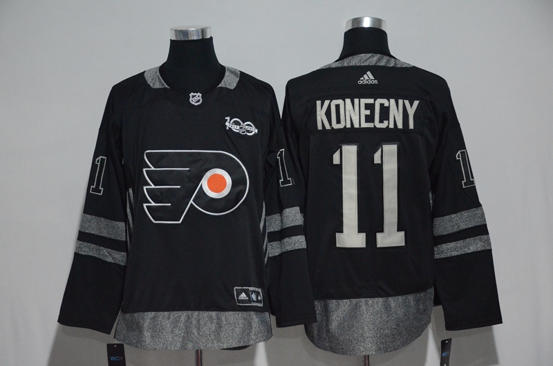 NHL Philadelphia Flyers #11 Konecny Black 1917-2017 100th Anniversary Stitched Jersey->philadelphia flyers->NHL Jersey